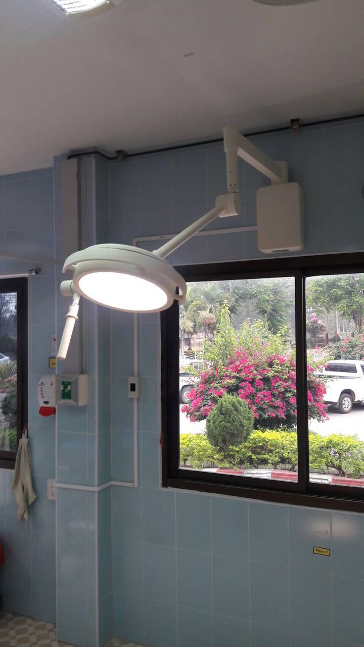 LED L260 ceiling-mounted exam light in trauma room at Sakon Nakhon Hospital, Thailand