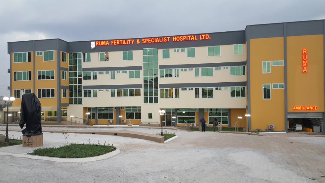Front entrance of RUMA Fertility & Specialist Hospital Ltd. in Ghana, the medical pendant customer facility