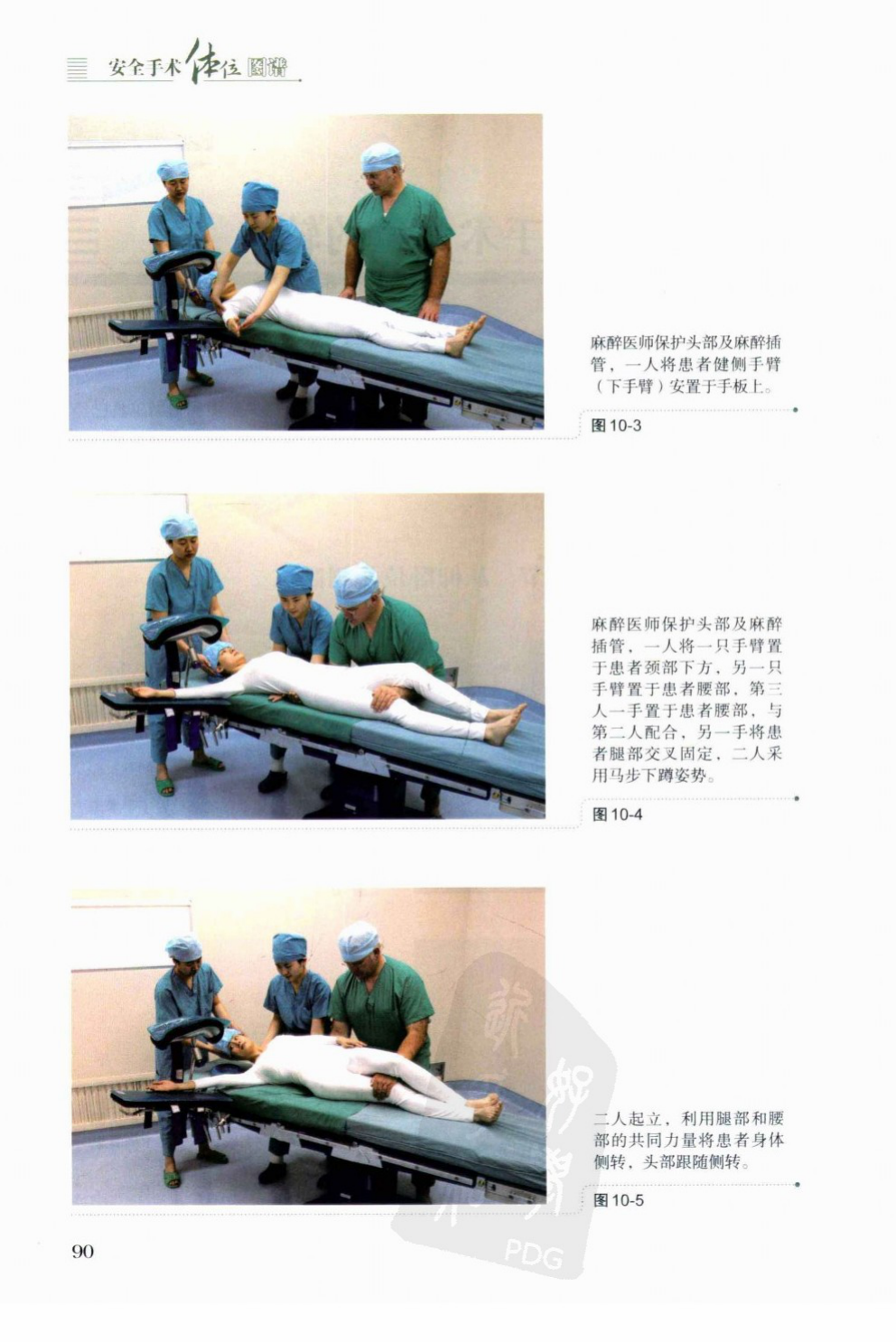 Coordinated three-person log-roll sequence: head protection, arm positioning, controlled rotation.