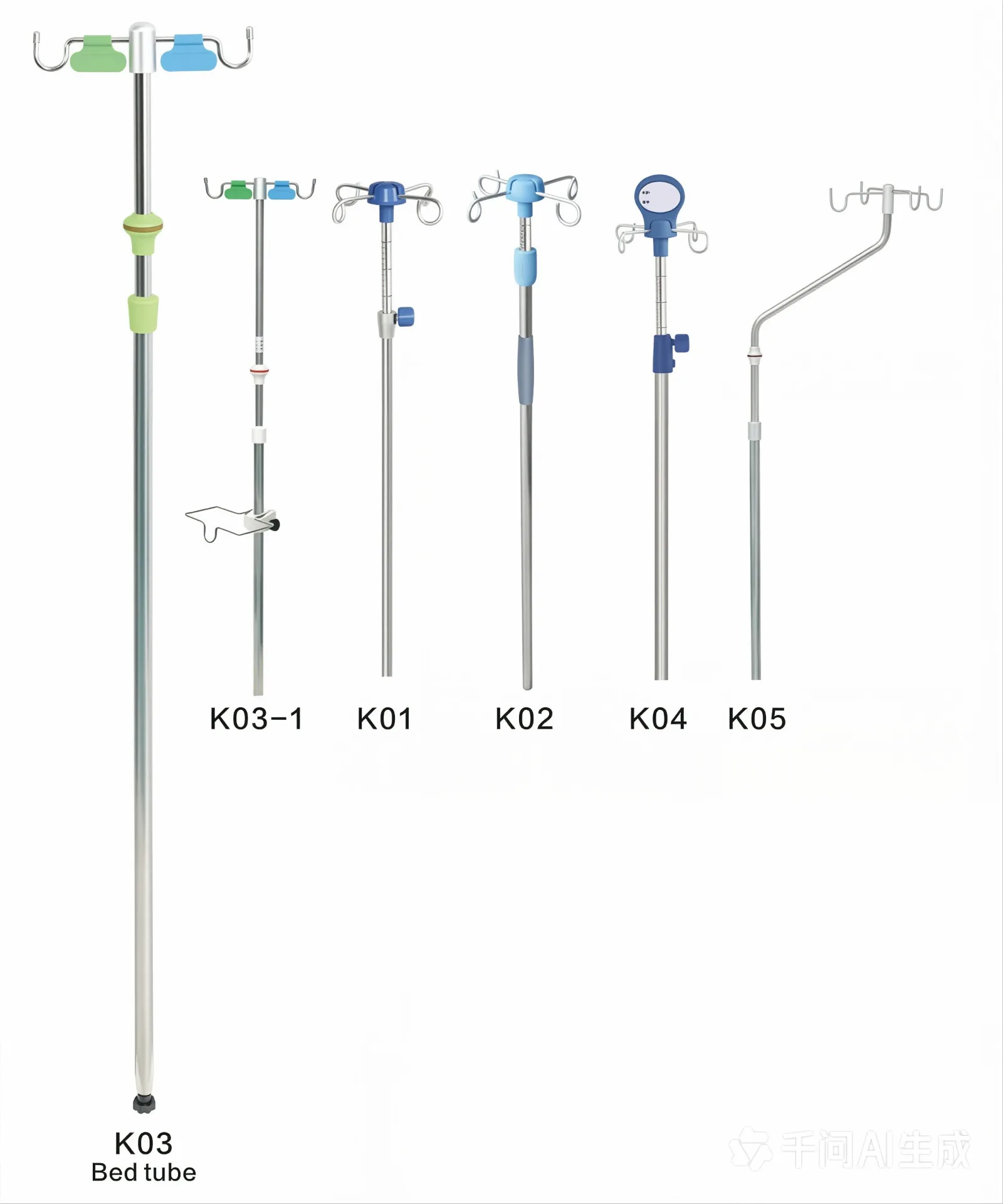 Stainless Steel IV Infusion Stands | K-Series Medical Poles by Red Sun Medizone