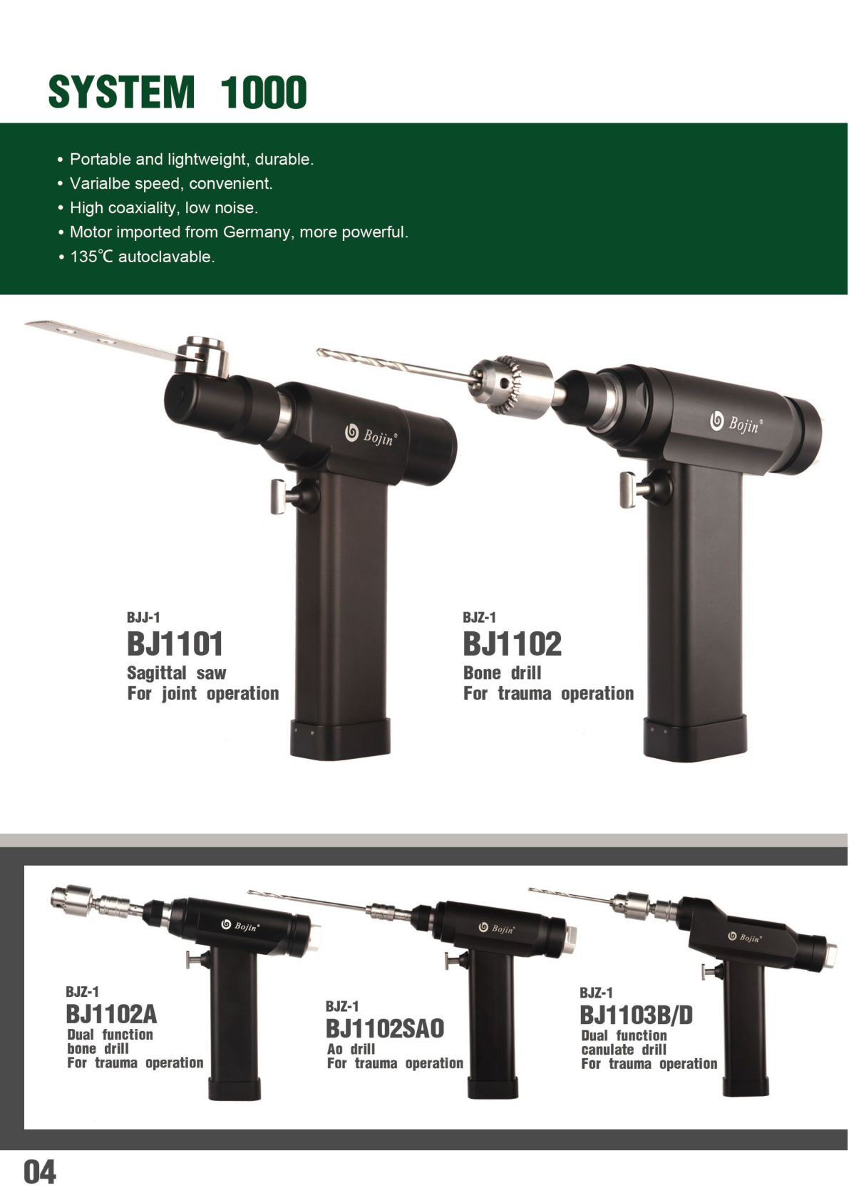 Bojin System 1000 Surgical Power Tool Series — Cordless Orthopedic Drill, Saw & Reamer Set — image 3