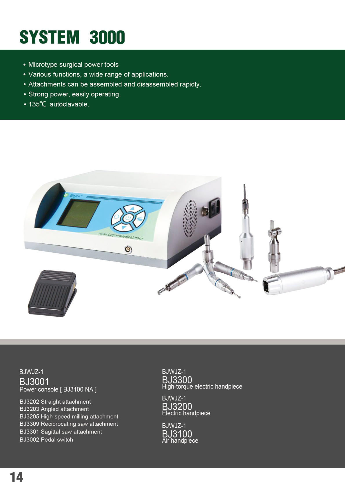Bojin System 3000 Surgical Power Tool Series — Microtype Console-Driven Surgical Power System