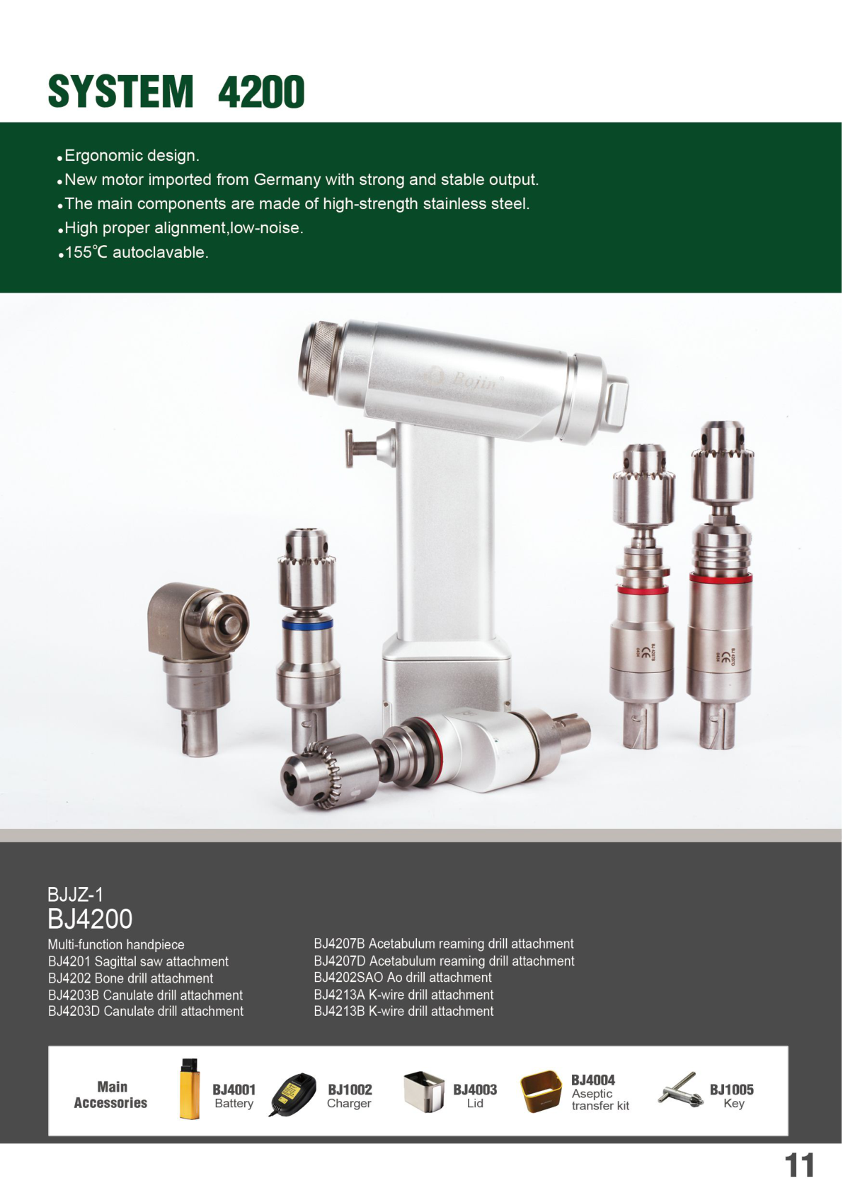 Bojin System 4200 Surgical Power Tool Series — Stainless-Steel Quick-Attachment System