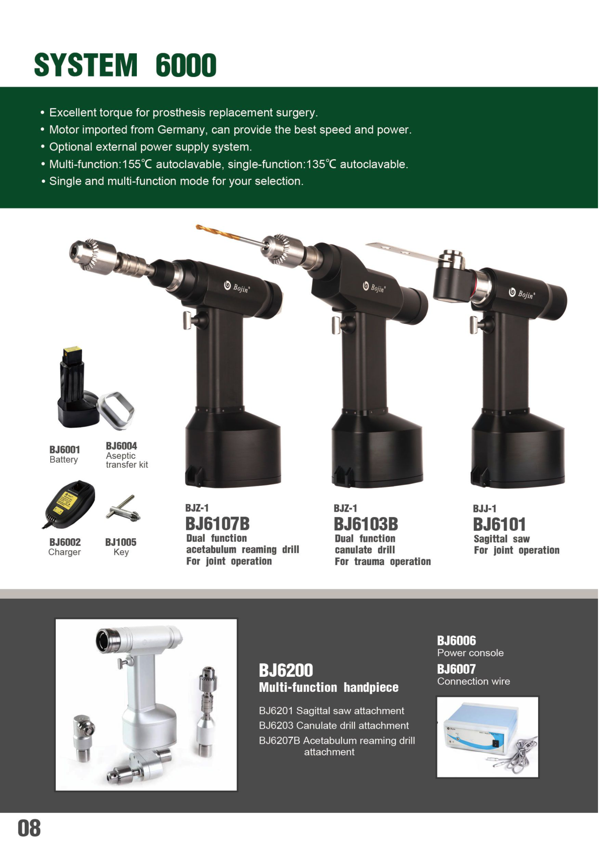 Bojin System 6000 Surgical Power Tool Series — High-Torque Prosthesis Replacement System
