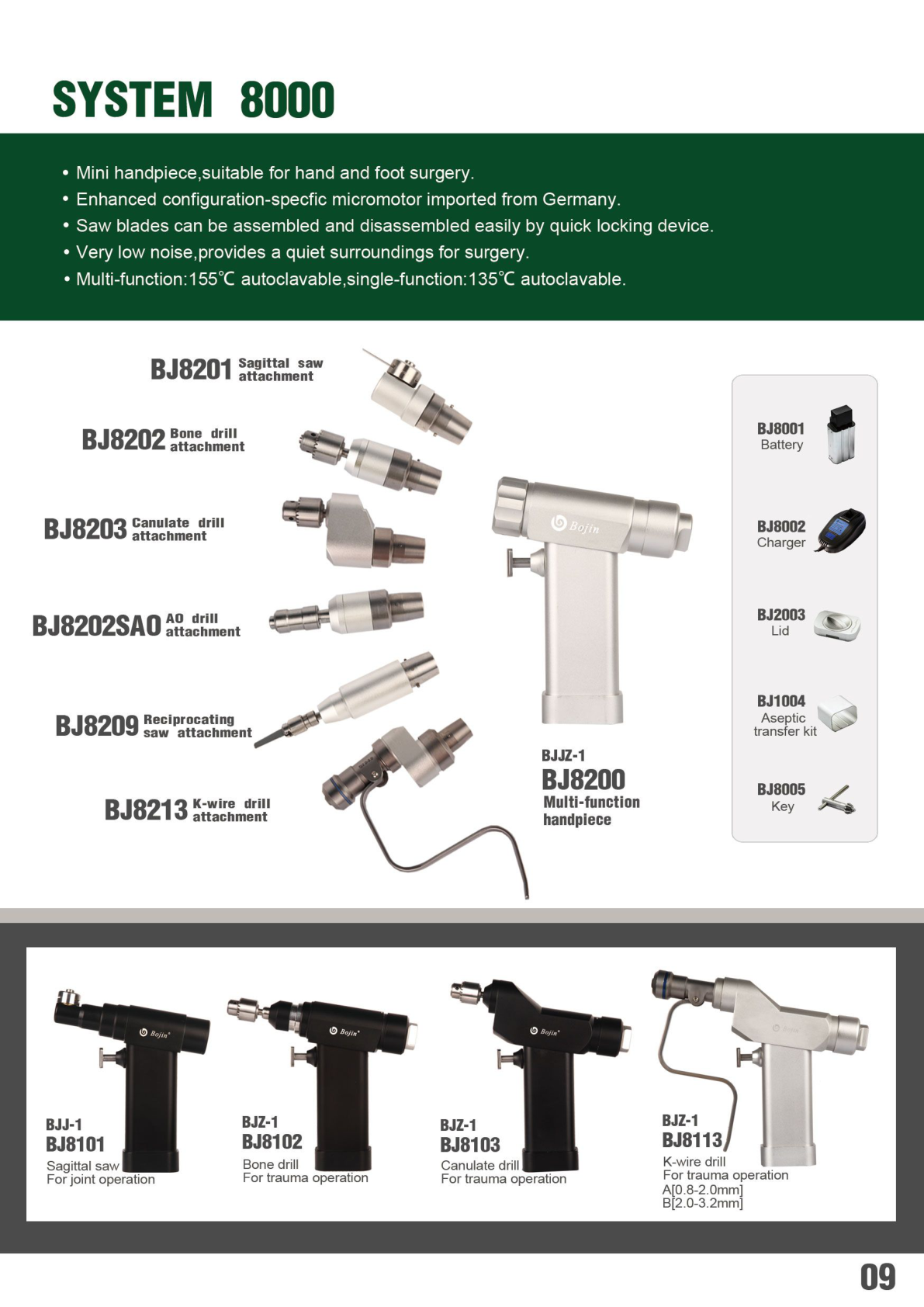 Bojin System 8000 Surgical Power Tool Series — Mini Hand &amp; Foot Surgery System
